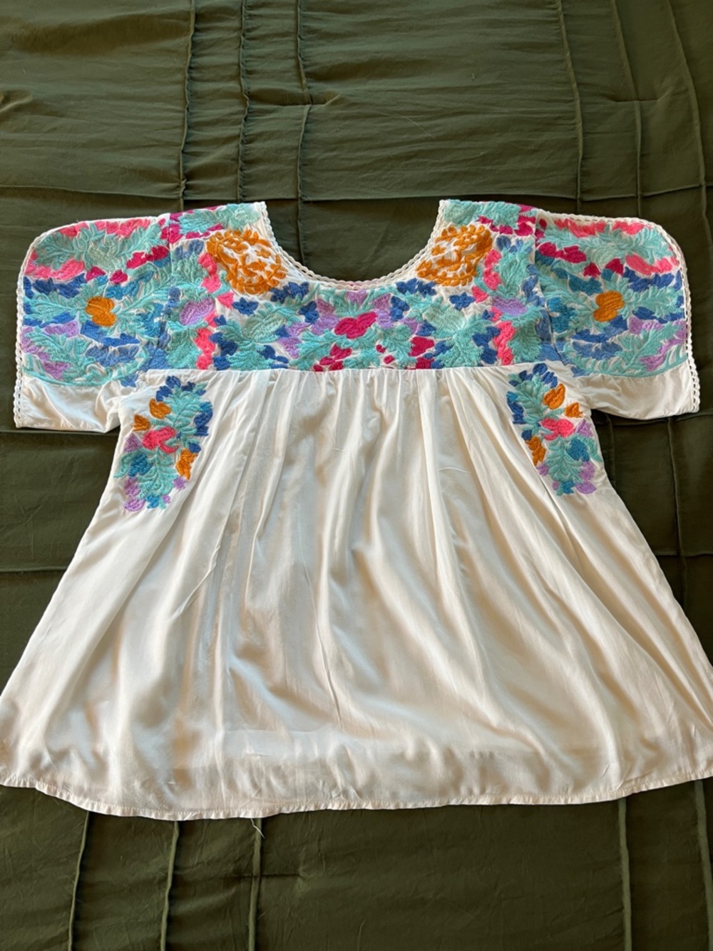 Buddy Love White Peasant Top with Multicolor Floral Embroidery